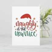 Naughty is de nieuwe leuke kerstman kaart (Staand voorkant)