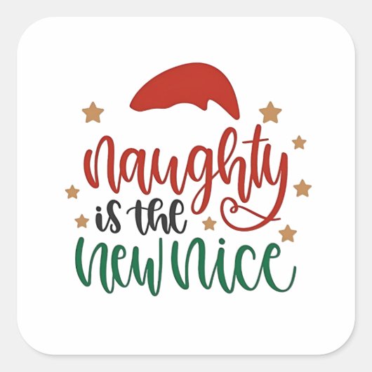Naughty is de nieuwe leuke kerstman vierkante sticker (Voorkant)