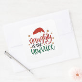 Naughty is de nieuwe leuke kerstman vierkante sticker (Envelop)