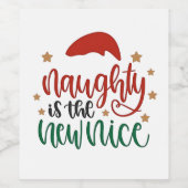 Naughty is de nieuwe leuke kerstman wijn etiket (Enkel label)