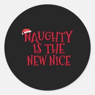 Naughty is het nieuwe mooie kerst ronde sticker