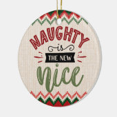 Naughty is het nieuwe mooie kerstfeest keramisch ornament (Links)