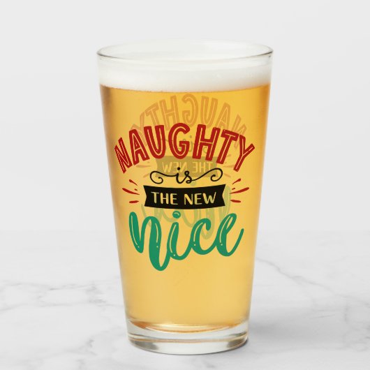 Naughty is het nieuwe Nice | Grappige kerstvakanti Glas (Voorkant gevuld)