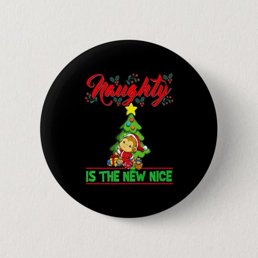 Naughty Is The New Nice Christmas Santa Xmas Premi Ronde Button 5,7 Cm (Voorkant)