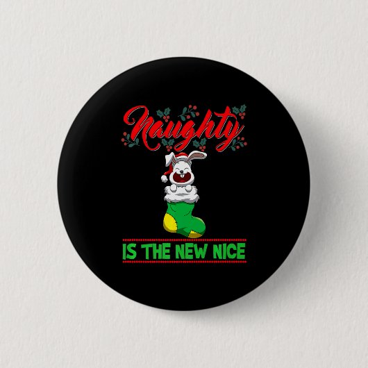 Naughty Is The New Nice Christmas Santa Xmas Premi Ronde Button 5,7 Cm (Voorkant)