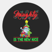 Naughty Is The New Nice Christmas Santa Xmas Premi Ronde Sticker (Voorkant)