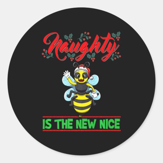 Naughty Is The New Nice Christmas Santa Xmas Premi Ronde Sticker (Voorkant)