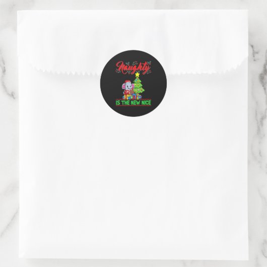 Naughty Is The New Nice Christmas Santa Xmas Premi Ronde Sticker (Tas)
