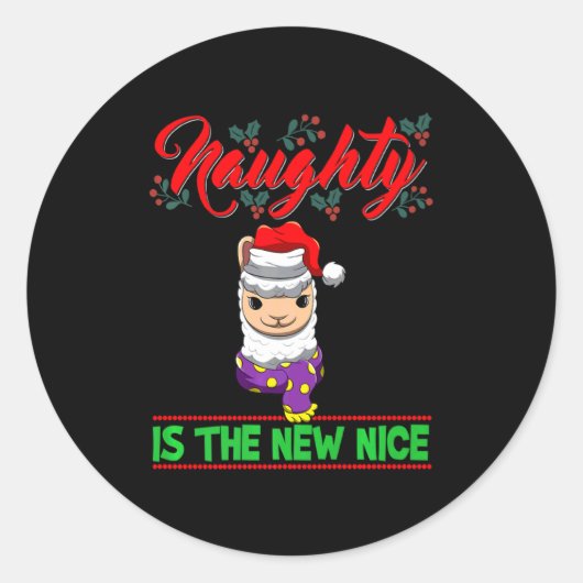 Naughty Is The New Nice Christmas Santa Xmas Premi Ronde Sticker (Voorkant)