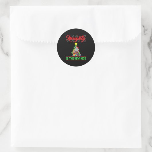 Naughty Is The New Nice Christmas Santa Xmas Premi Ronde Sticker (Tas)