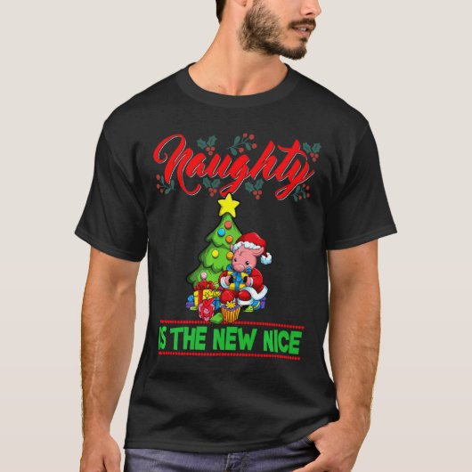 Naughty Is The New Nice Christmas Santa Xmas Premi T-shirt (Voorkant)