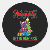 Naughty Is The New Nice Christmas Santa Xmas T Shi Ronde Sticker (Voorkant)