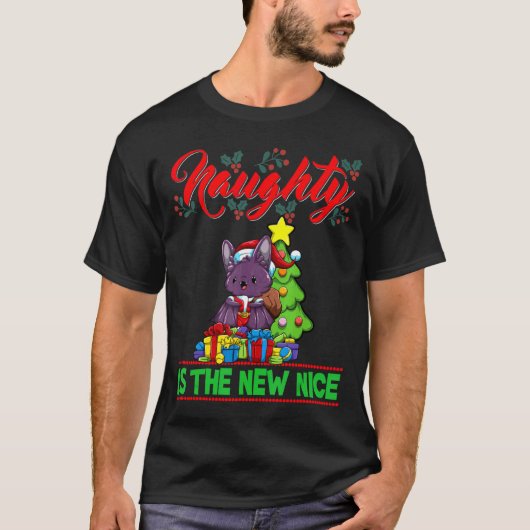 Naughty Is The New Nice Christmas Santa Xmas T Shi T-shirt (Voorkant)