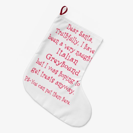 Naughty Italy Greyhound Grote Kerstsok (Voorkant (Hangend))
