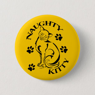 Naughty Kat Round Button
