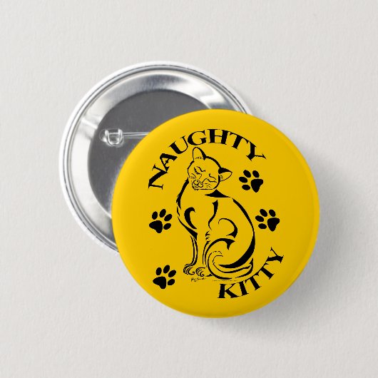 Naughty Kat Round Button (Voorkant /achterkant)