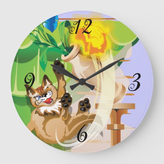 Naughty Kat Wall Clock Grote Klok (Voorkant)