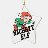 Naughty KerstElf Keramisch Ornament (Links)