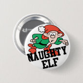 Naughty KerstElf Ronde Button 5,7 Cm (Voorkant /achterkant)