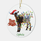 Naughty Kerstgeit en UW GOAT-foto Keramisch Ornament (Links)