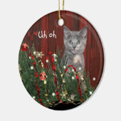 Naughty Kerstkat Keramisch Ornament (Links)