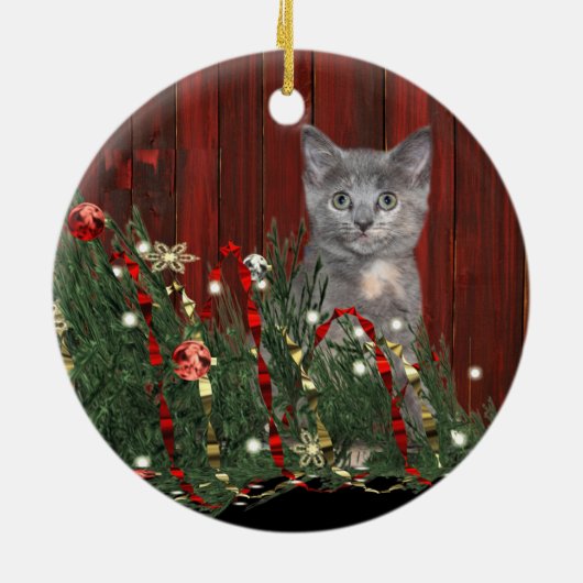 Naughty Kerstkat Keramisch Ornament (Achterkant)