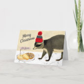 Naughty Kerstkoekjes raccoon bakkerij Feestdagen Kaart (Voorkant)