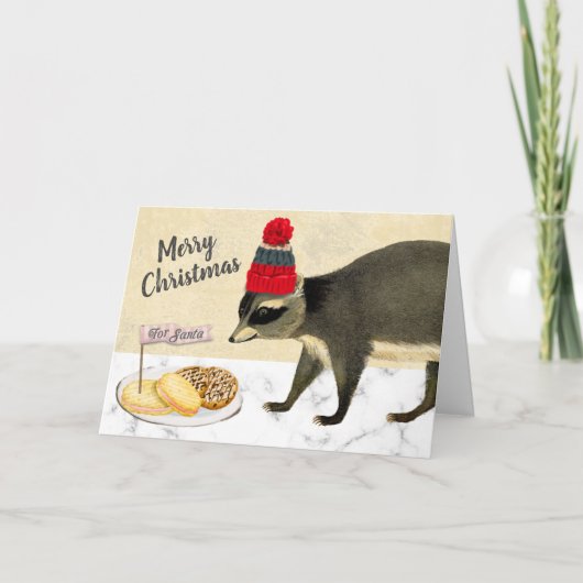 Naughty Kerstkoekjes raccoon bakkerij Feestdagen Kaart (Voorkant)