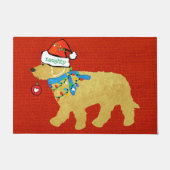 Naughty Kerstmis Goldendole Xmas Red Burlap Deurmat (Voorkant)