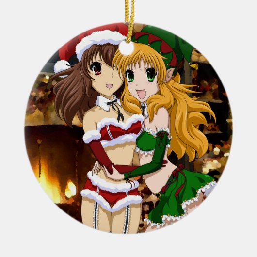 Naughty Kerstmis Keramisch Ornament (Voorkant)