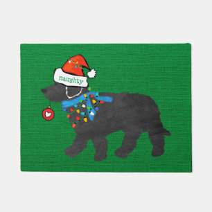 Naughty Kerstmis Labradole Xmas Green Burlap Deurmat