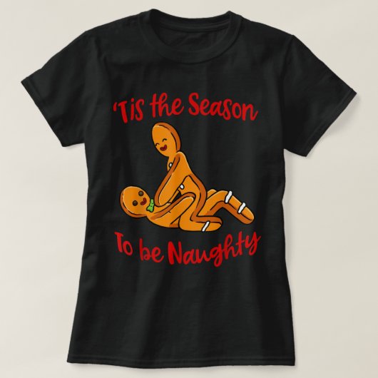 Naughty Kerstmis Shirt Dirty Xmas Gingerbrood Chr. (Design voorkant)