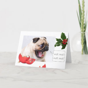 Naughty Kerstpug Feestdagen Kaart