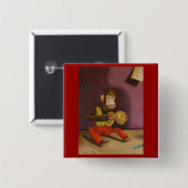 naughty kind detail (aap) vierkante button 5,1 cm (Voorkant /achterkant)