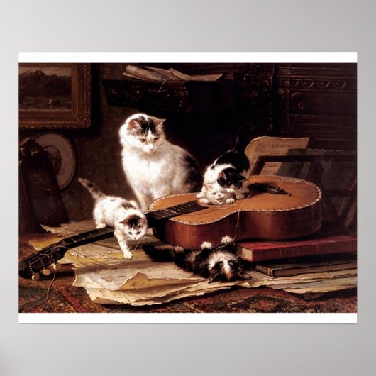 Naughty kittens die gitaar spelen poster (Voorkant)