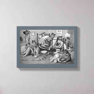 Naughty Kittens, Louis Wain Canvas Afdruk