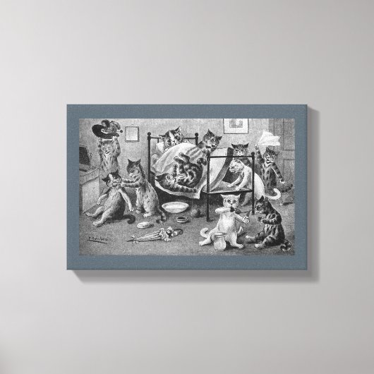 Naughty Kittens, Louis Wain Canvas Afdruk (Voorkant)