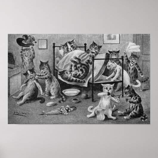 Naughty Kittens, Louis Wain Poster (Voorkant)