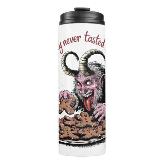 Naughty Krampus kerstontwerp Thermosbeker (Voorkant)