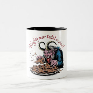 Naughty Krampus kerstontwerp Tweekleurige Koffiemok