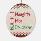 Naughty, leuk, ik ben Drink - Grappig kerstfeest Keramisch Ornament (Links)