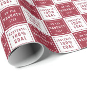 Naughty List 100% kolen | Rood- en witte kerst Cadeaupapier (Rol Hoek)