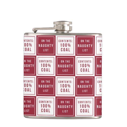 Naughty List 100% kolen | Rood- en wittefeestdag Heupfles (Voorkant)