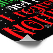 Naughty List And I Regret Nothing Christmas  Poster (Hoek)