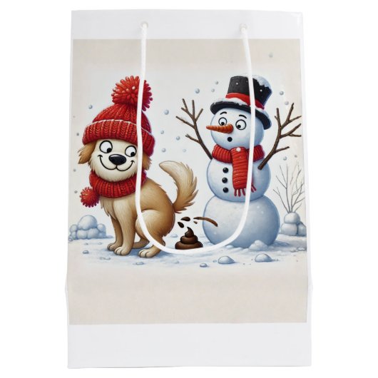 Naughty List Approved Funny Santa & Dog Medium Cadeauzakje (Achterkant)