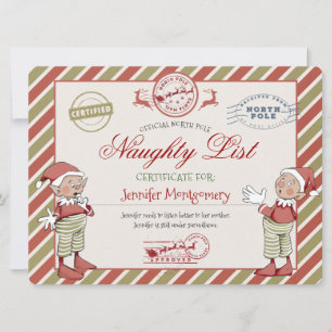 Naughty List Certificate van Santa Claus Kaart