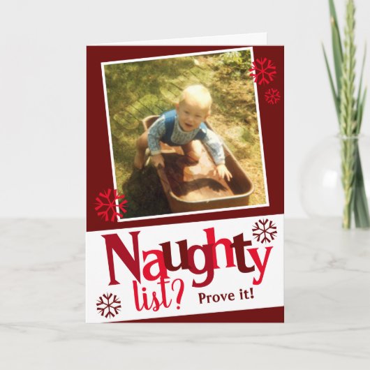 Naughty List? Funny Foto Feestdagen Kaart (Voorkant)