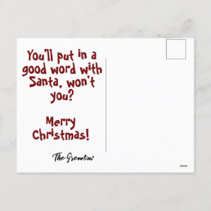 Naughty List Gremlin Feestdagenkaart