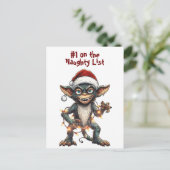 Naughty List Gremlin Feestdagenkaart (Staand voorkant)