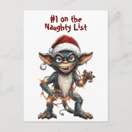 Naughty List Gremlin Feestdagenkaart